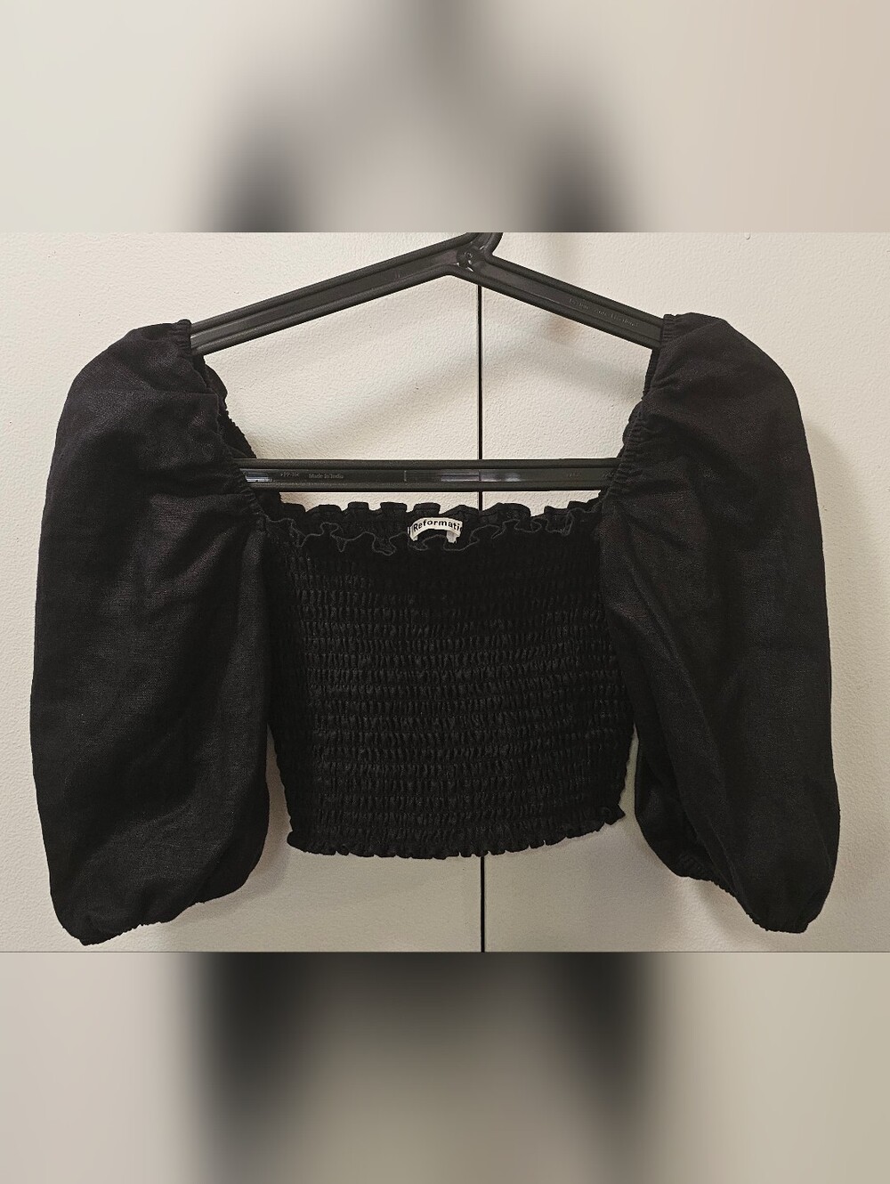 Reformation Clementine 100% Linen Blouse Black Women's Size 4p